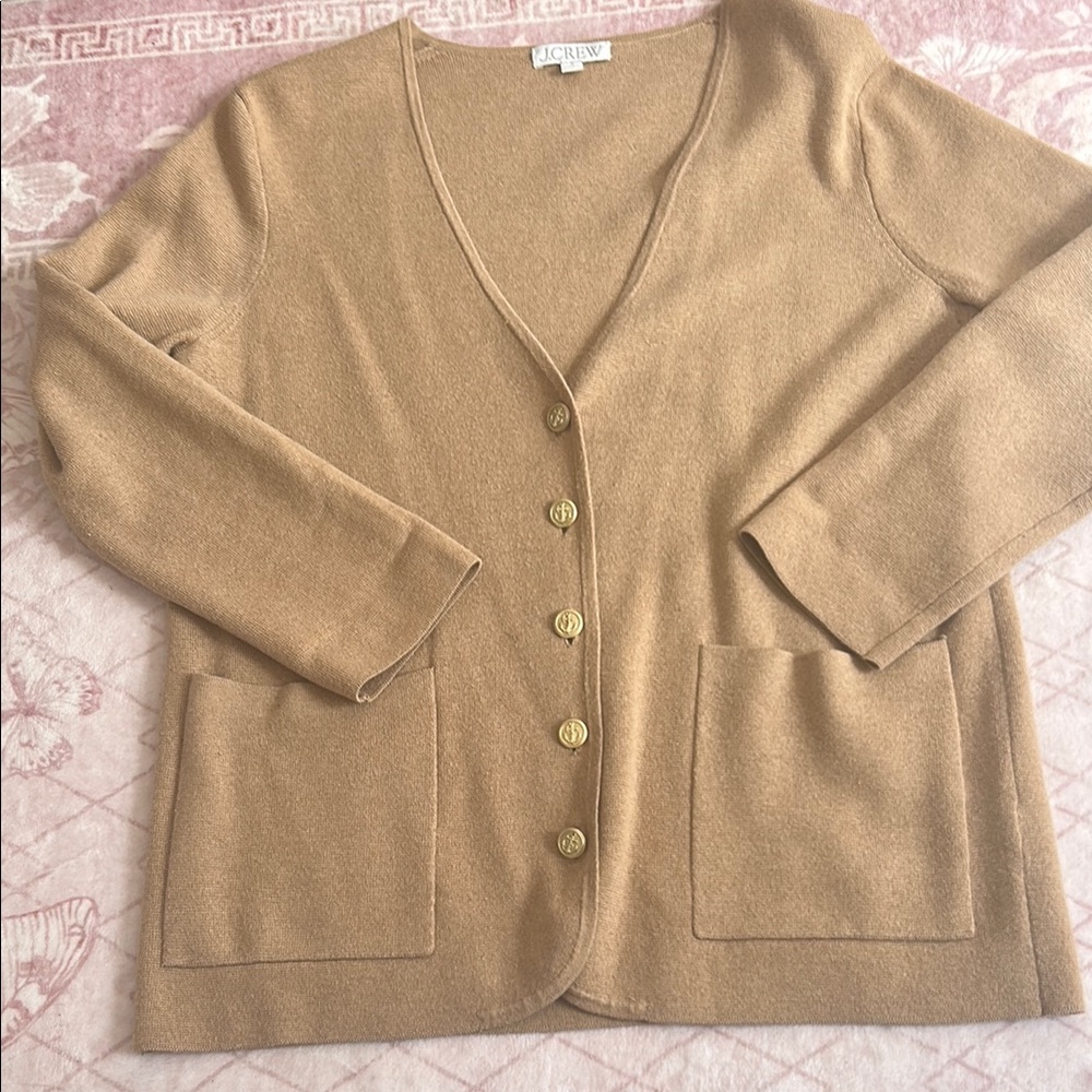 J. Crew Giselle v-neck Cardigan tan/beige Sweater